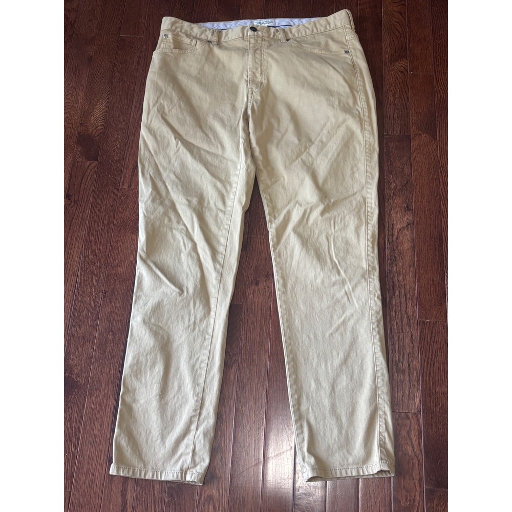 Peter Millar Ultimate Sateen Pants 36x30 Khaki Stretch 5 Pocket Cotton Modal